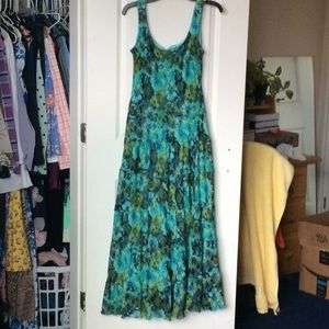 Water colored blue and green maxi dress